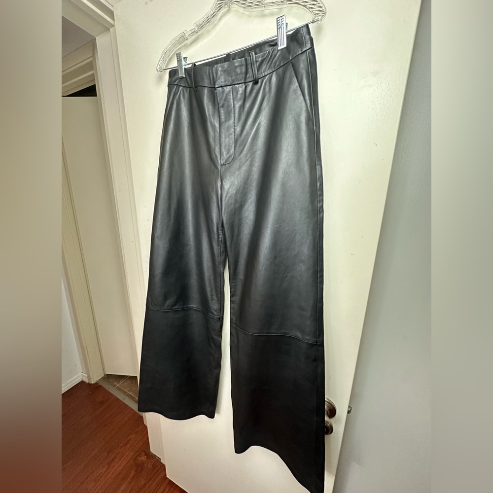 Bod & Christensen Black 100% Leather Samantha Wide Leg Chic Pants NWT Size 8 - Picture 3 of 14